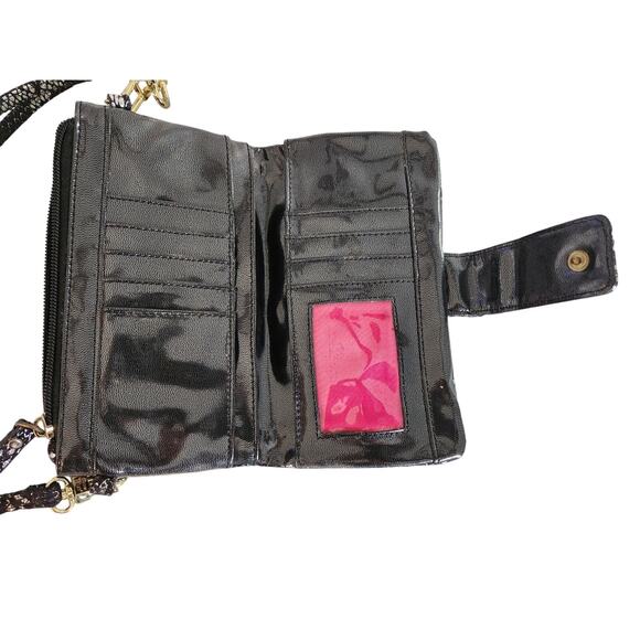 Steve Madden Crossbody Clutch Metallic Snake Skin Phone Purse Bag - Picture 6 of 7